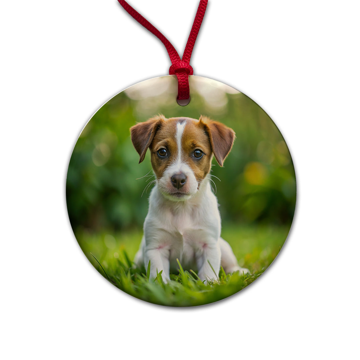 Jack Russell Terrier Dog Puppy Photo Round Ceramic Holiday Christmas Tree Ornament