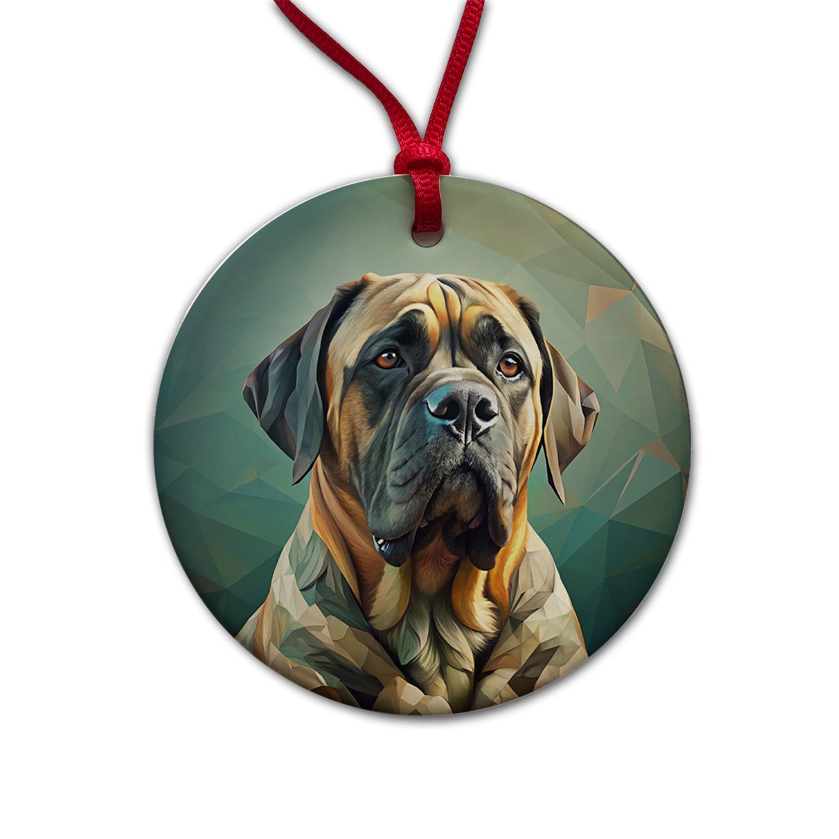 Mastiff Dog Contemporary Art Round Ceramic Holiday Christmas Tree Ornament
