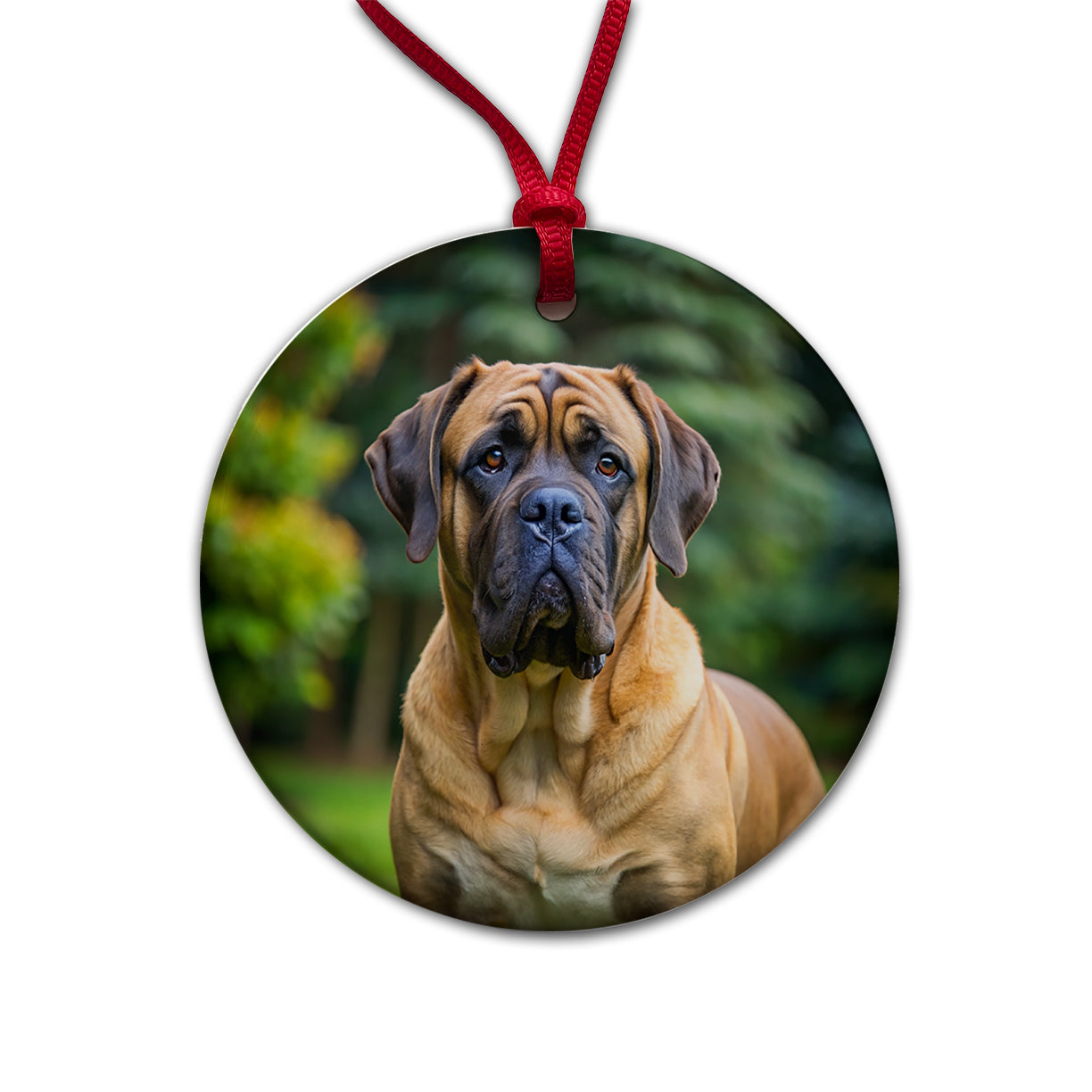 Mastiff Dog Photo Round Ceramic Holiday Christmas Tree Ornament