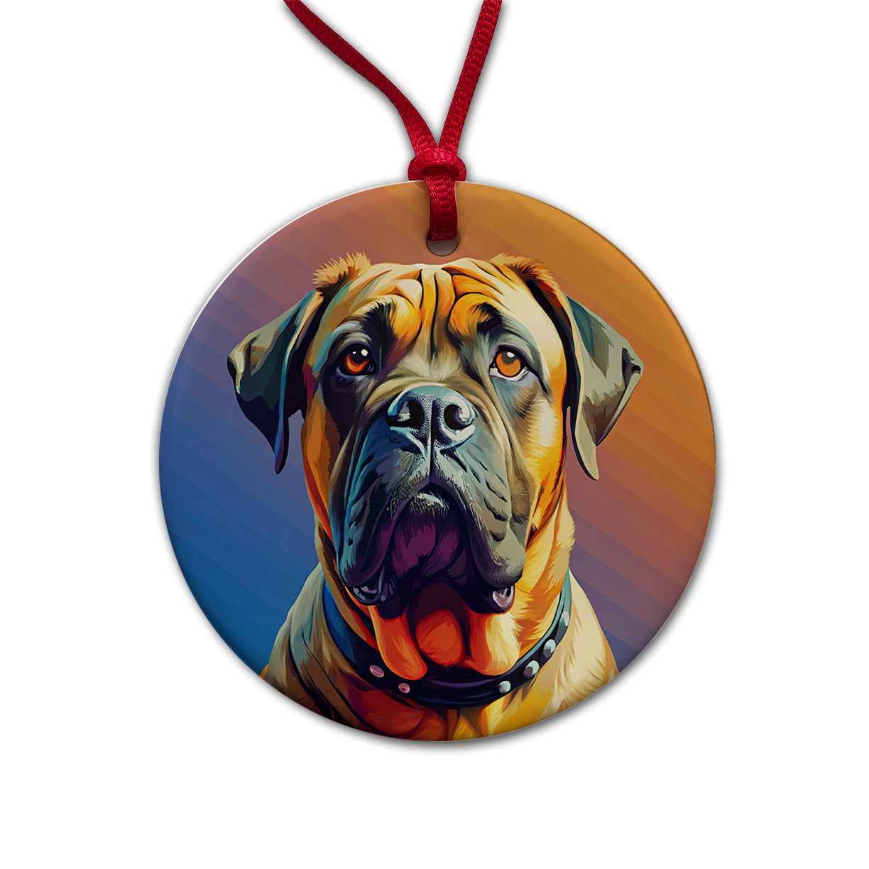 Mastiff Dog Pop Art Round Ceramic Holiday Christmas Tree Ornament
