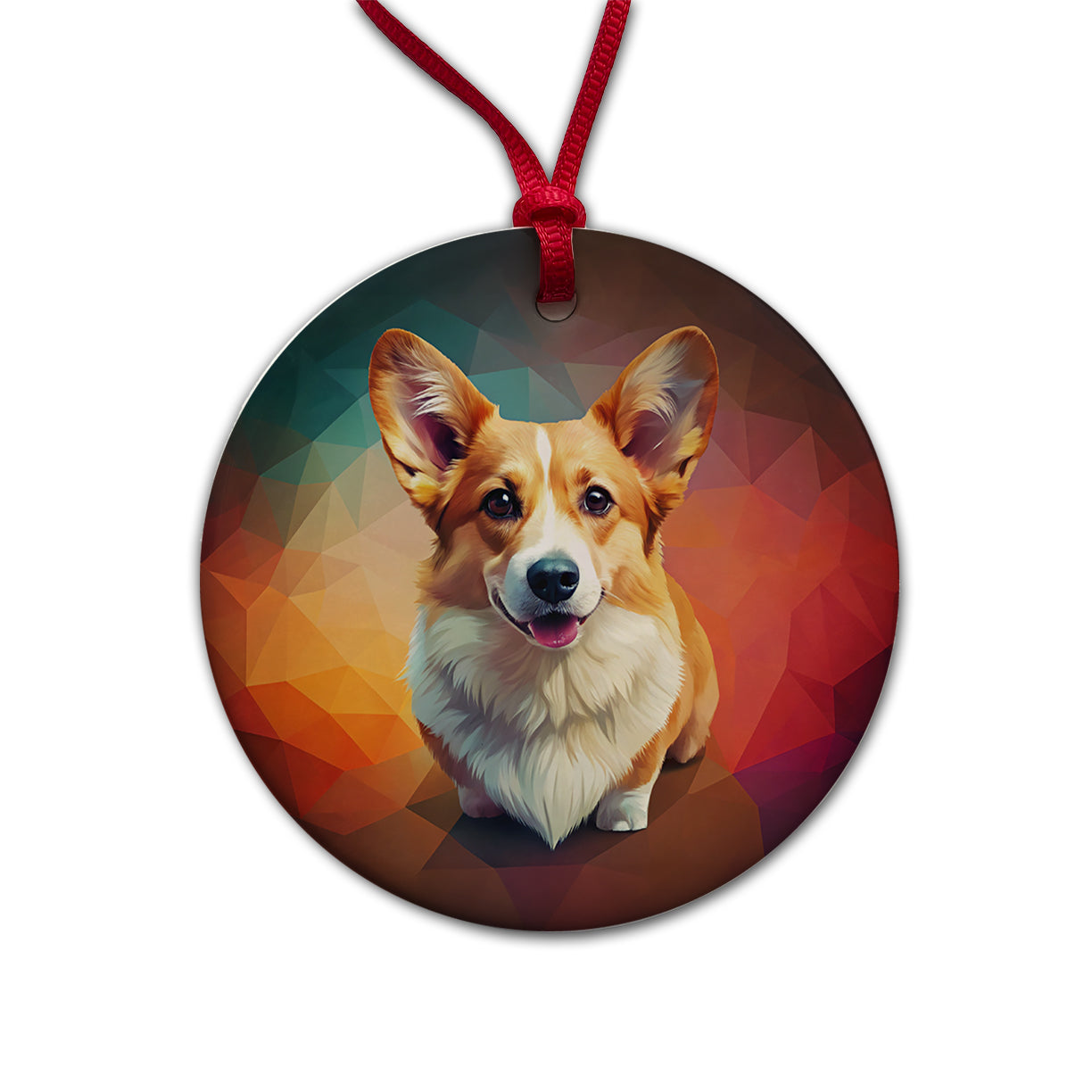 Pembroke Welsh Corgi Dog Contemporary Art Round Ceramic Holiday Christmas Tree Ornament