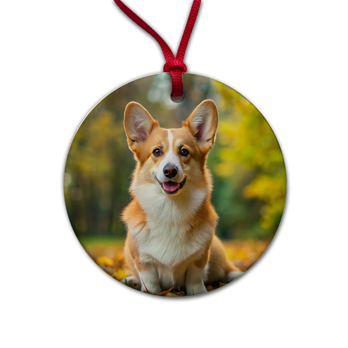 Pembroke Welsh Corgi Dog Photo Round Ceramic Holiday Christmas Tree Ornament