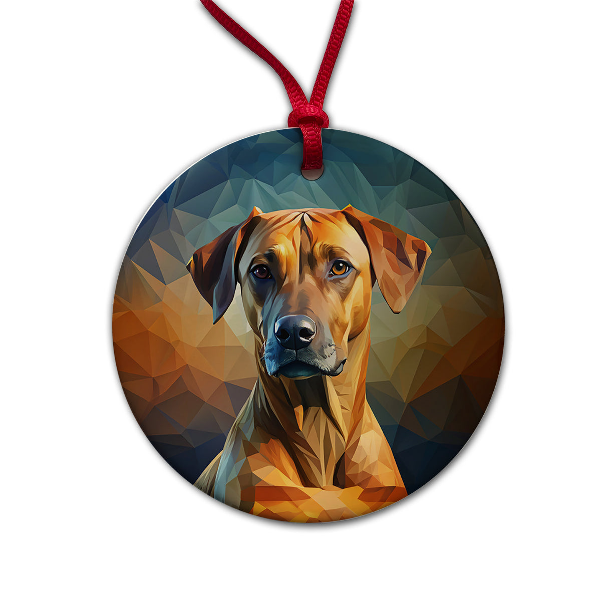 Rhodesian Ridgeback Dog Abstract Stylized Art Round Ceramic Holiday Christmas Tree Ornament