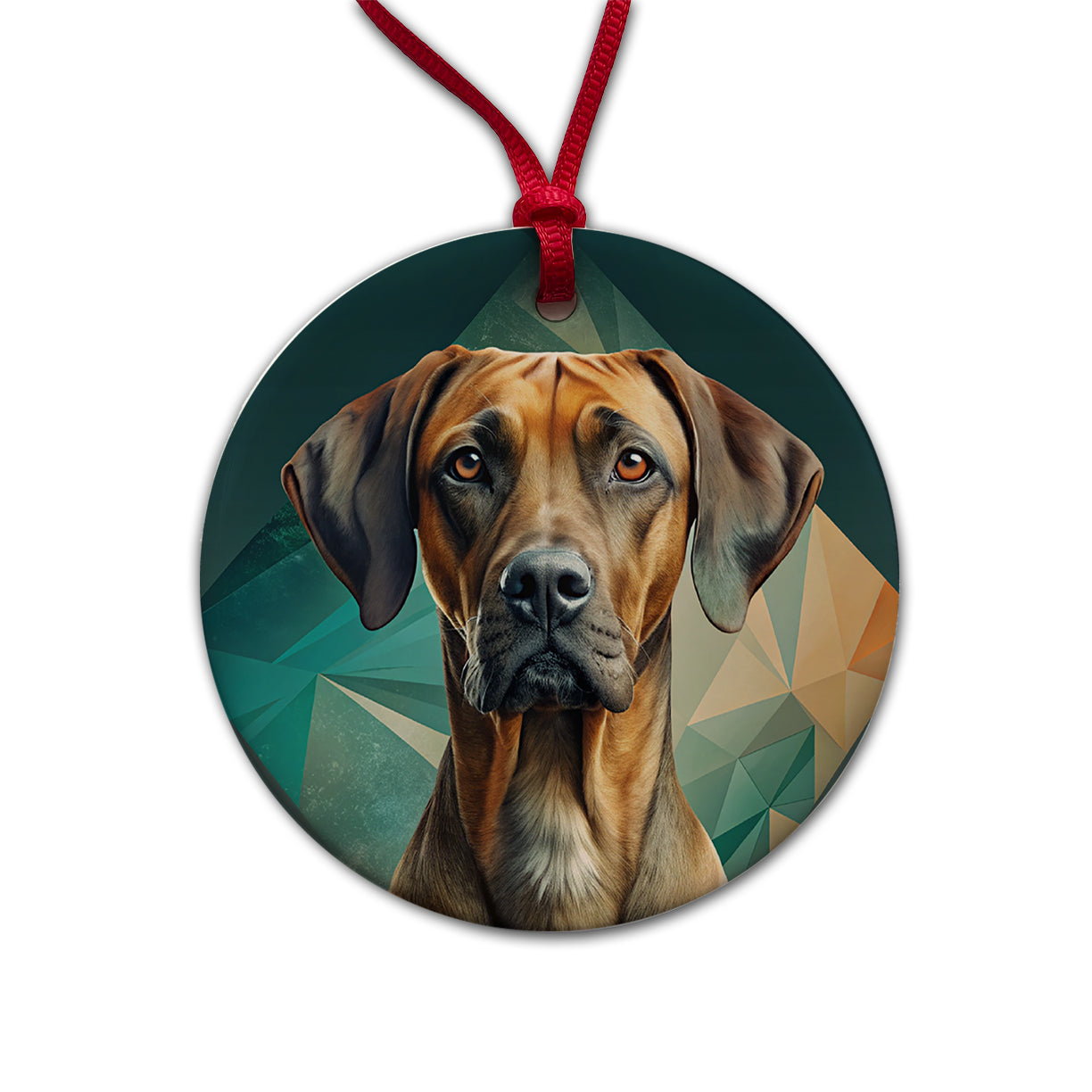Rhodesian Ridgeback Dog Contemporary Art Round Ceramic Holiday Christmas Tree Ornament