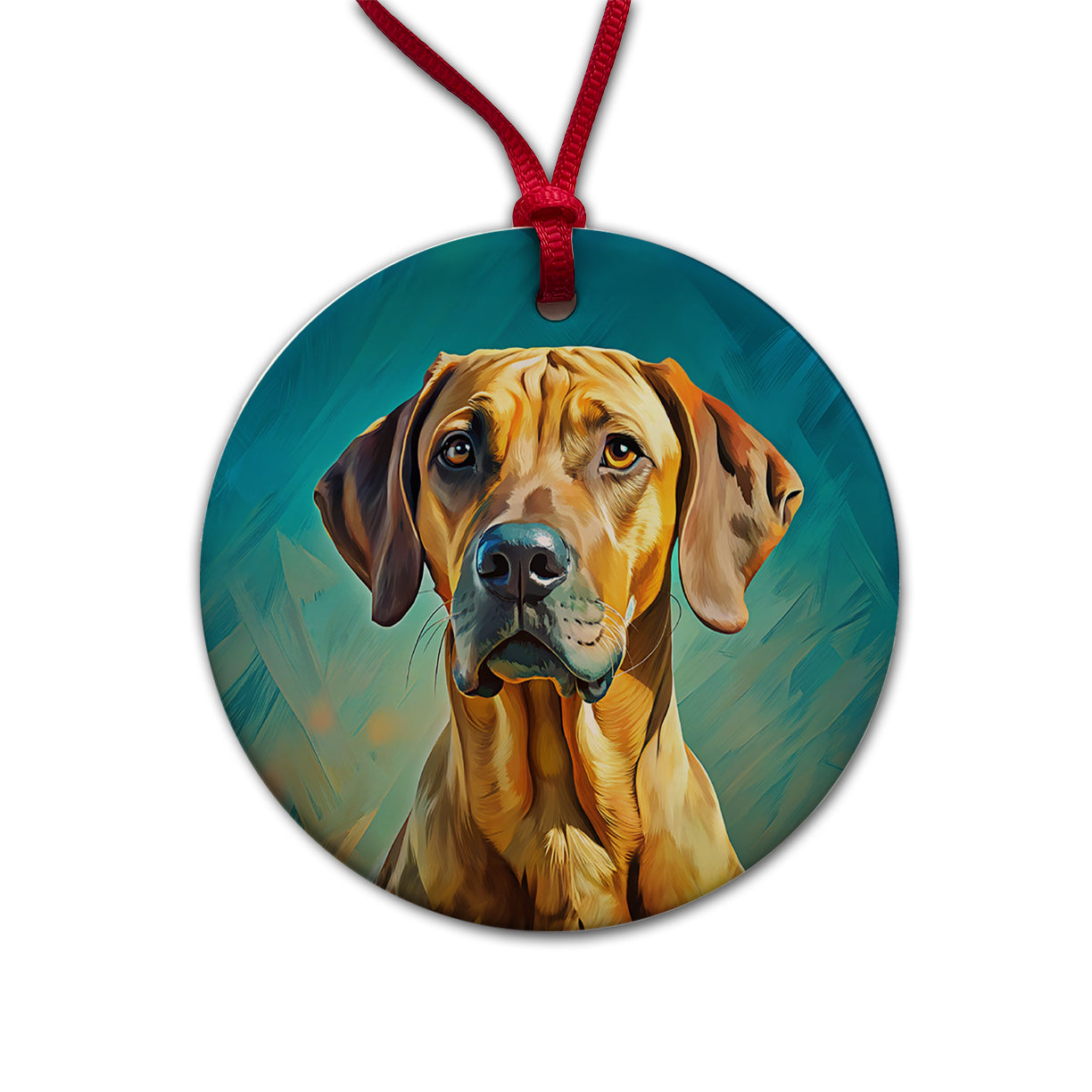 Rhodesian Ridgeback Dog Pop Art Round Ceramic Holiday Christmas Tree Ornament