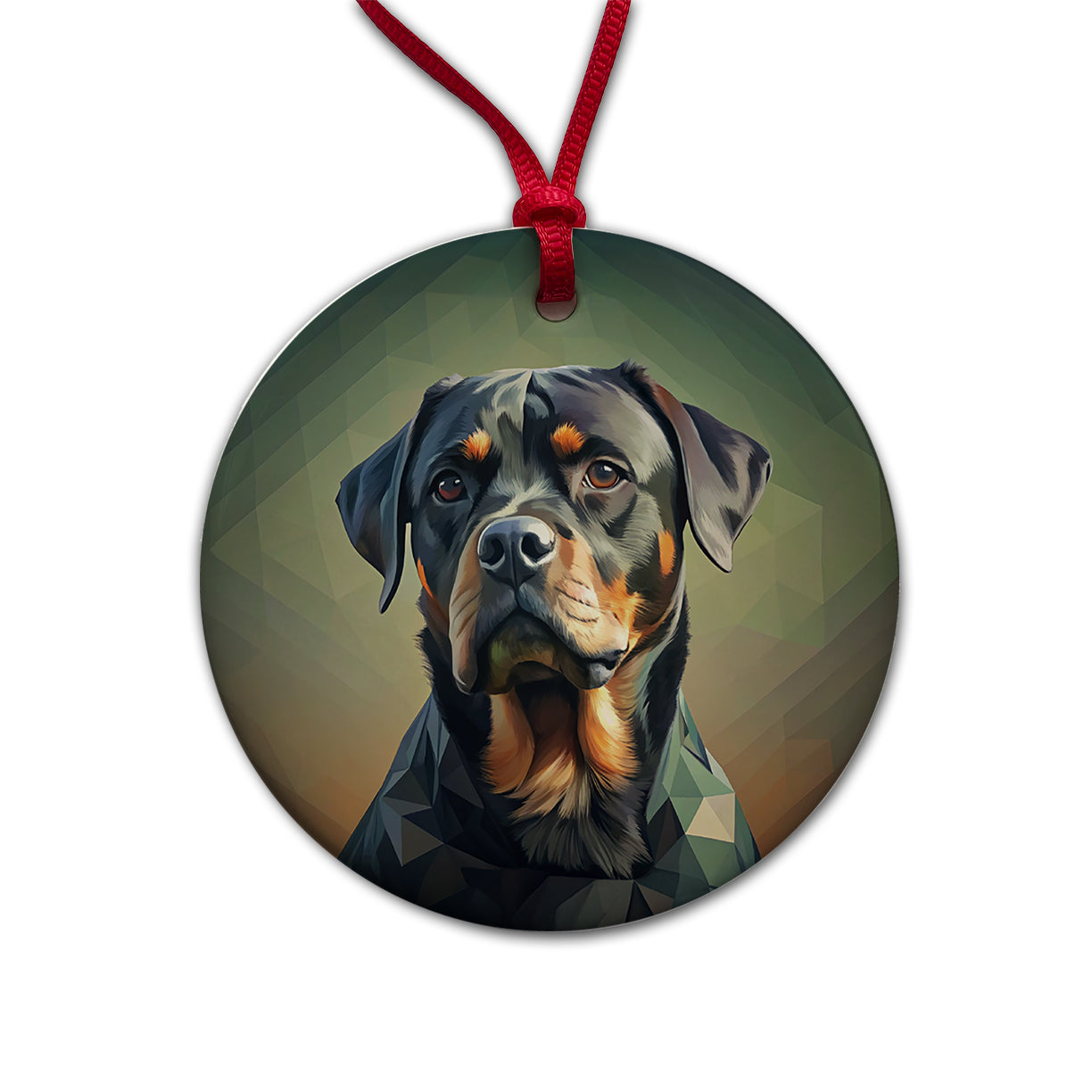 Rottweiler Dog Contemporary Art Round Ceramic Holiday Christmas Tree Ornament