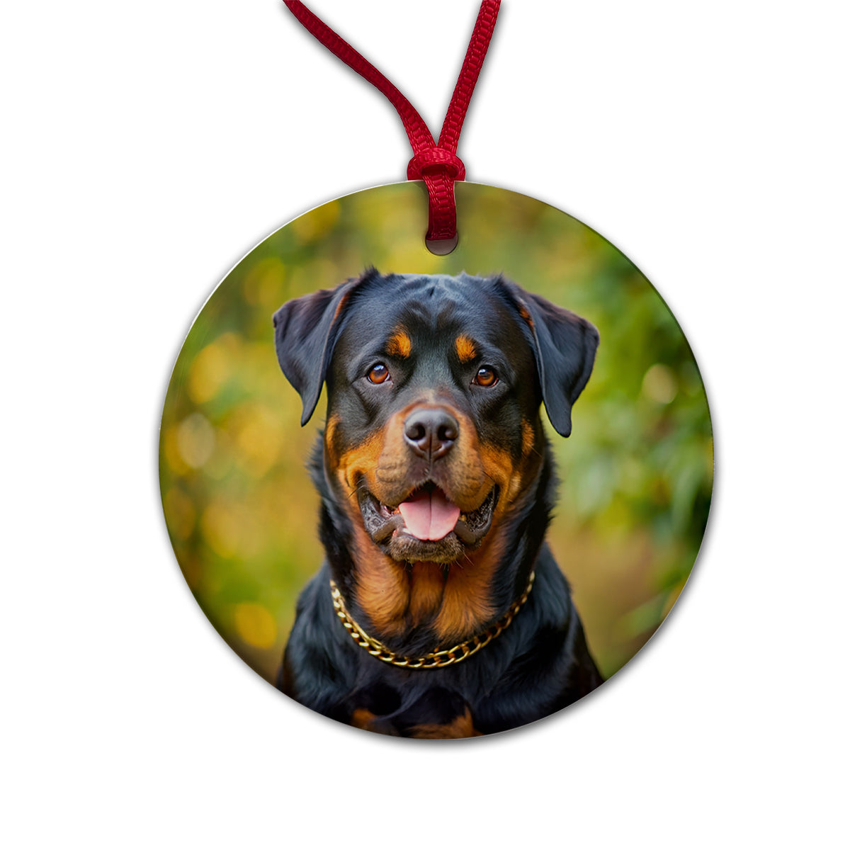 Rottweiler Dog Photo Round Ceramic Holiday Christmas Tree Ornament