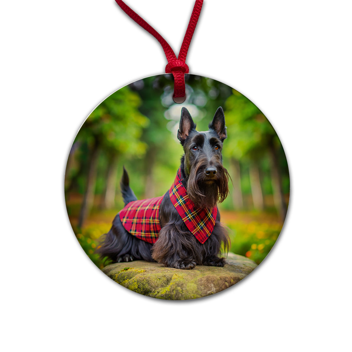 Scottish Terrier Dog Photo Round Ceramic Holiday Christmas Tree Ornament