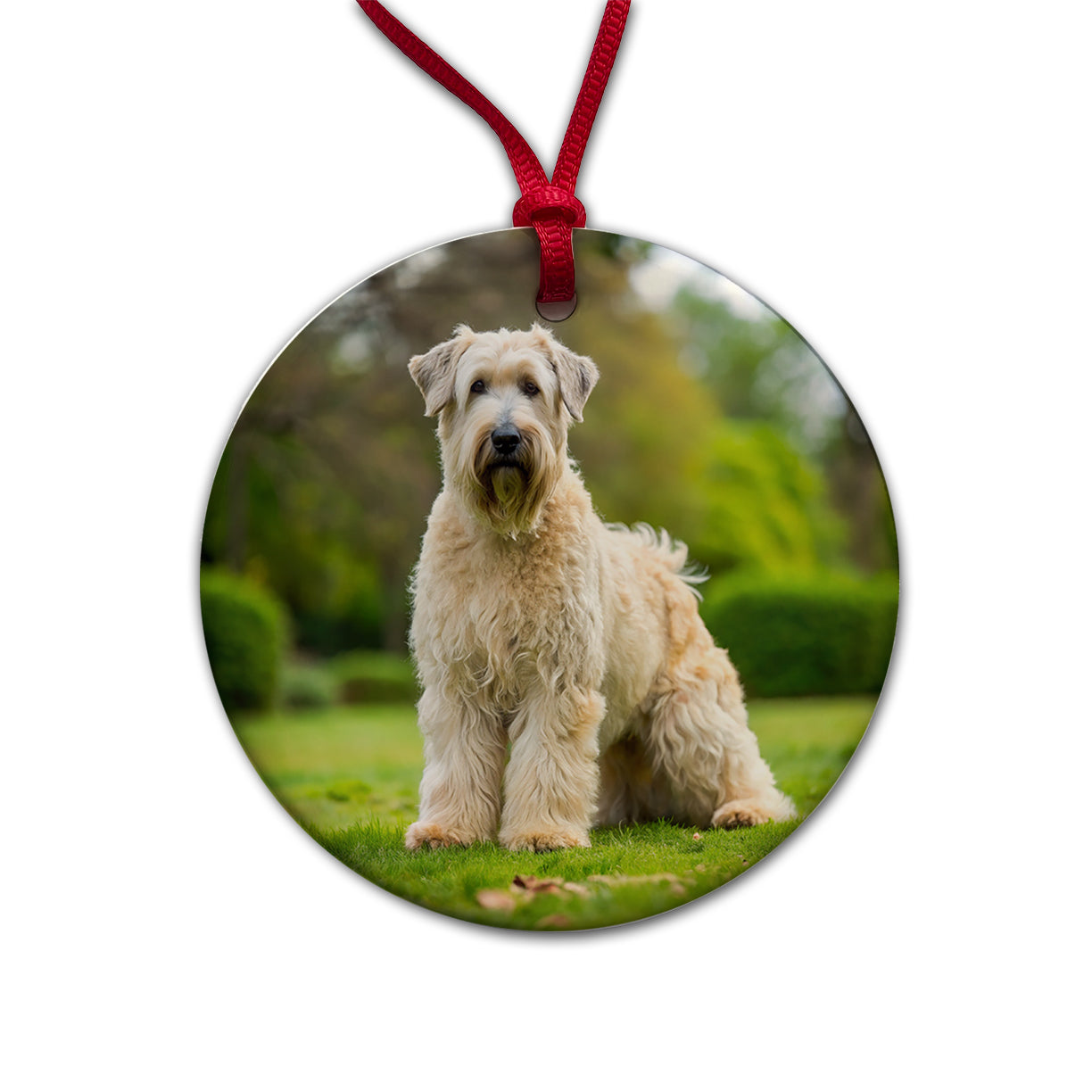 Soft Coated Wheaten Terrier Dog Photo Round Ceramic Holiday Christmas Tree Ornament