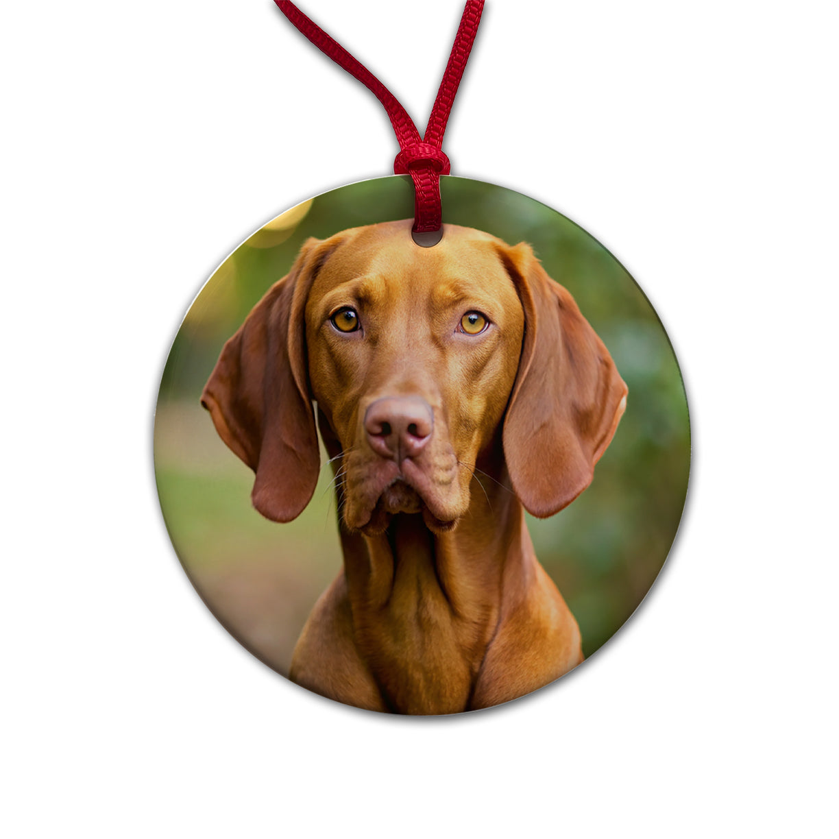 Vizsla Dog Photo Round Ceramic Holiday Christmas Tree Ornament