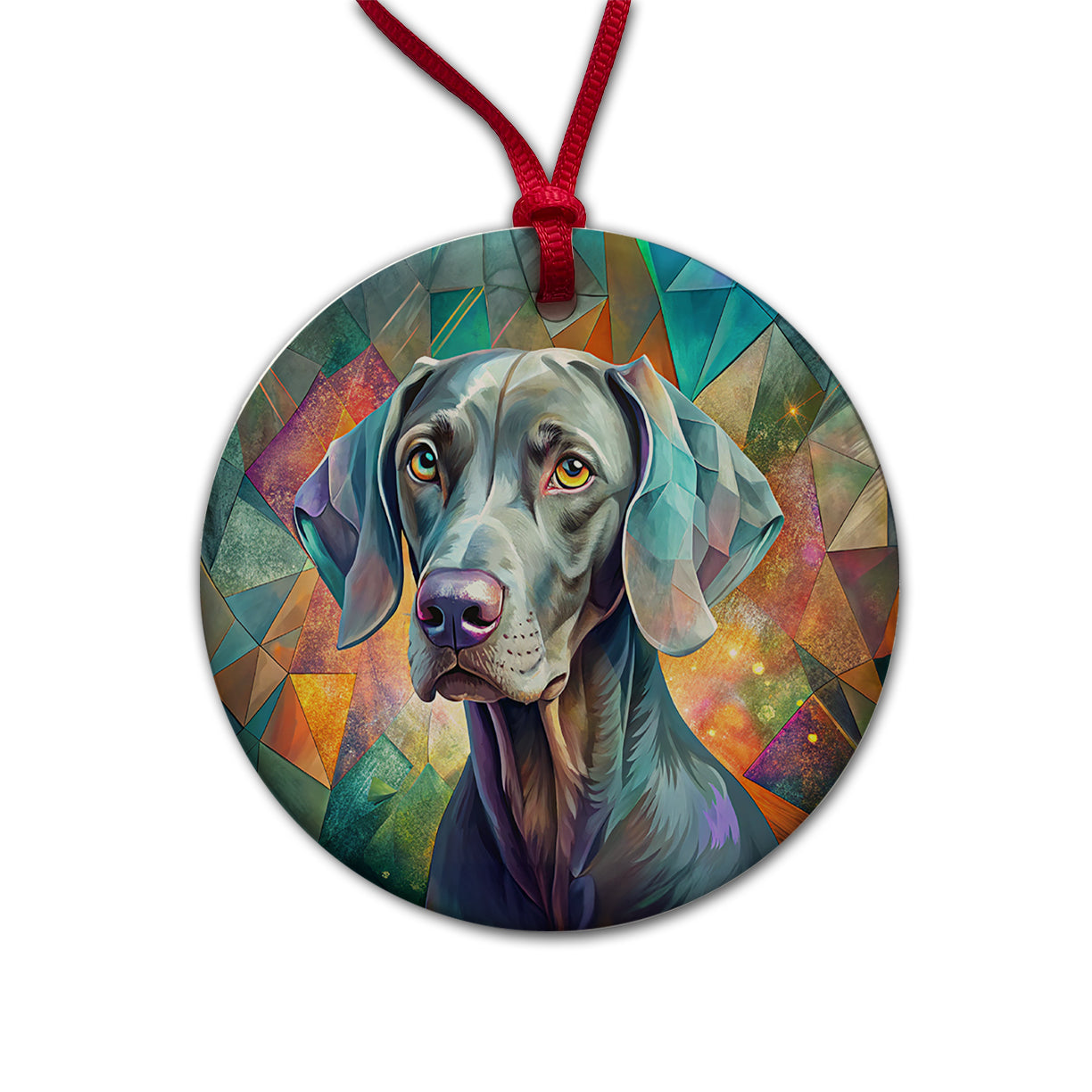 Weimaraner Dog Contemporary Art Round Ceramic Holiday Christmas Tree Ornament