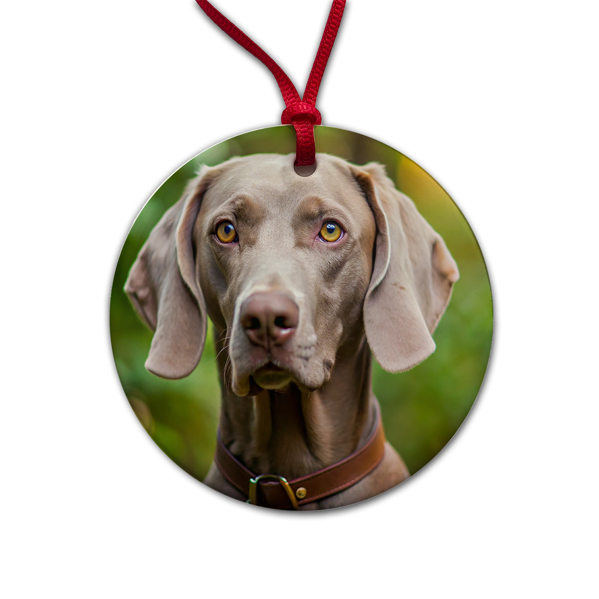Weimaraner Dog Photo Round Ceramic Holiday Christmas Tree Ornament