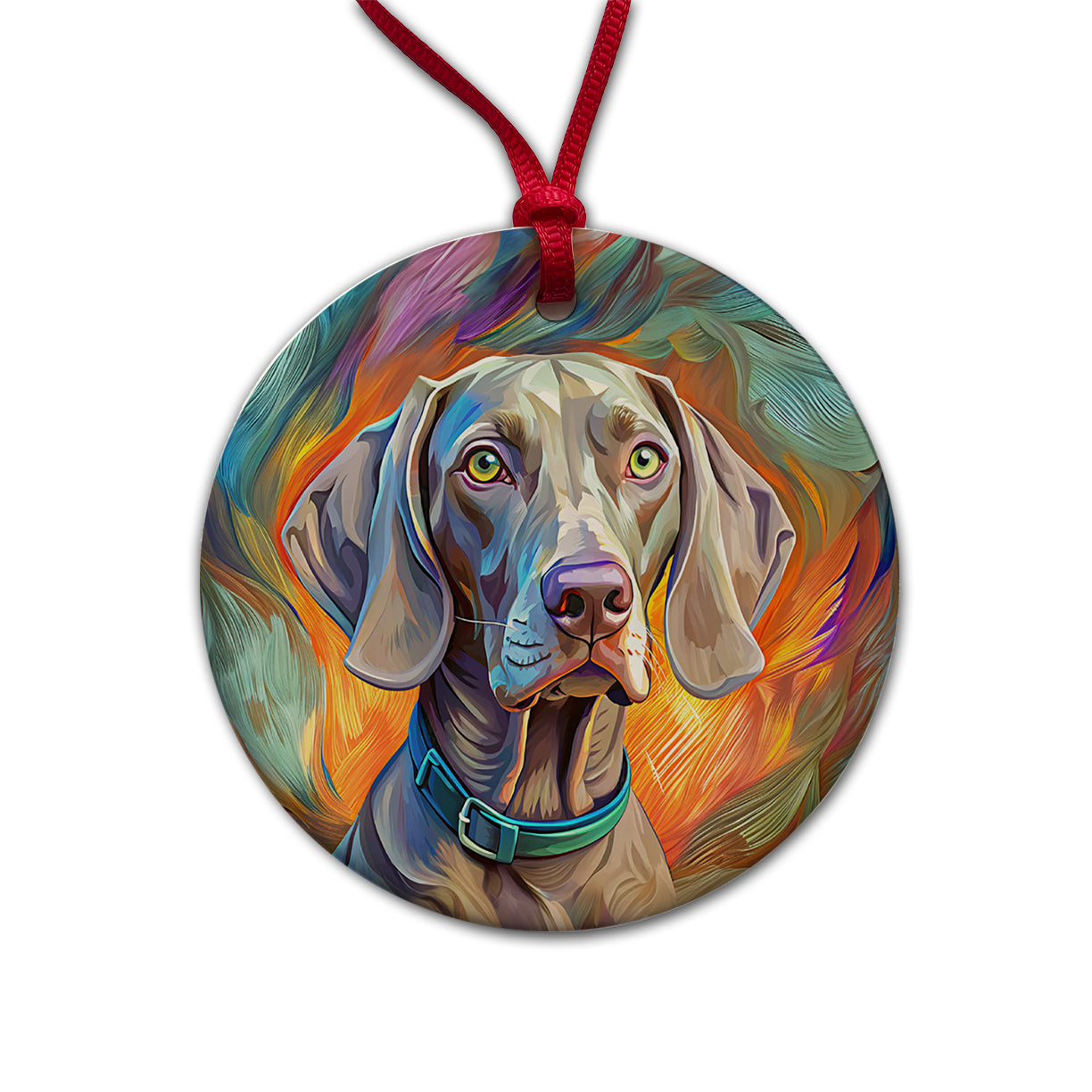 Weimaraner Dog Pop Art Round Ceramic Holiday Christmas Tree Ornament
