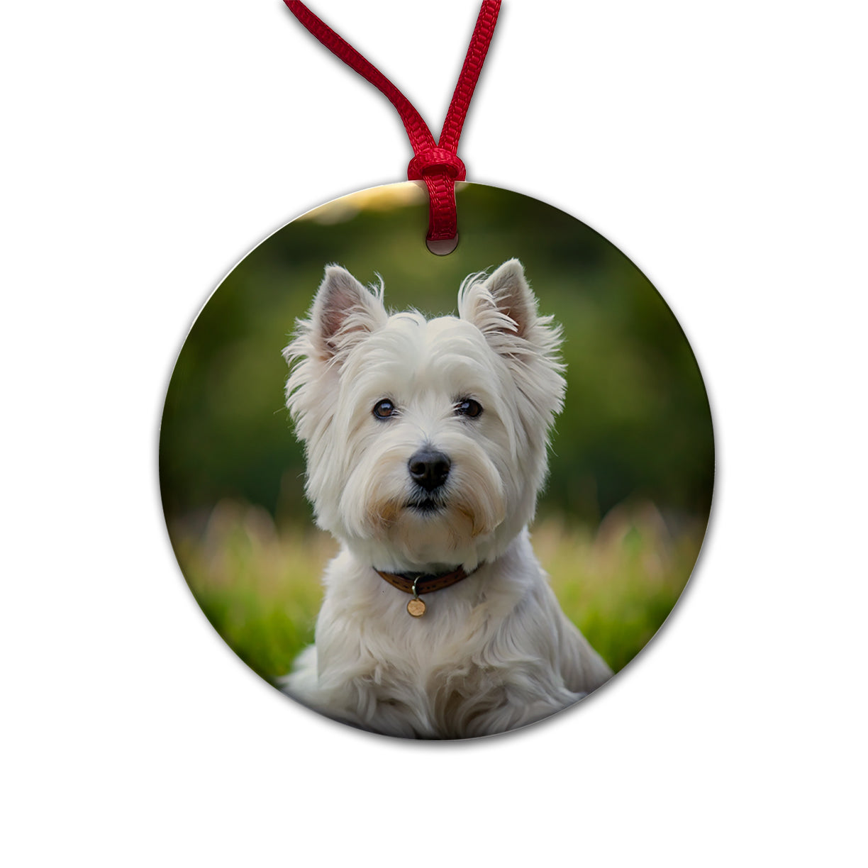 West Highland White Terrier Westie Dog Photo Round Ceramic Holiday Christmas Tree Ornament