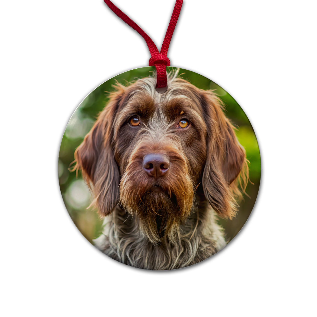 Wirehaired Pointing Griffon Dog Photo Round Ceramic Holiday Christmas Tree Ornament