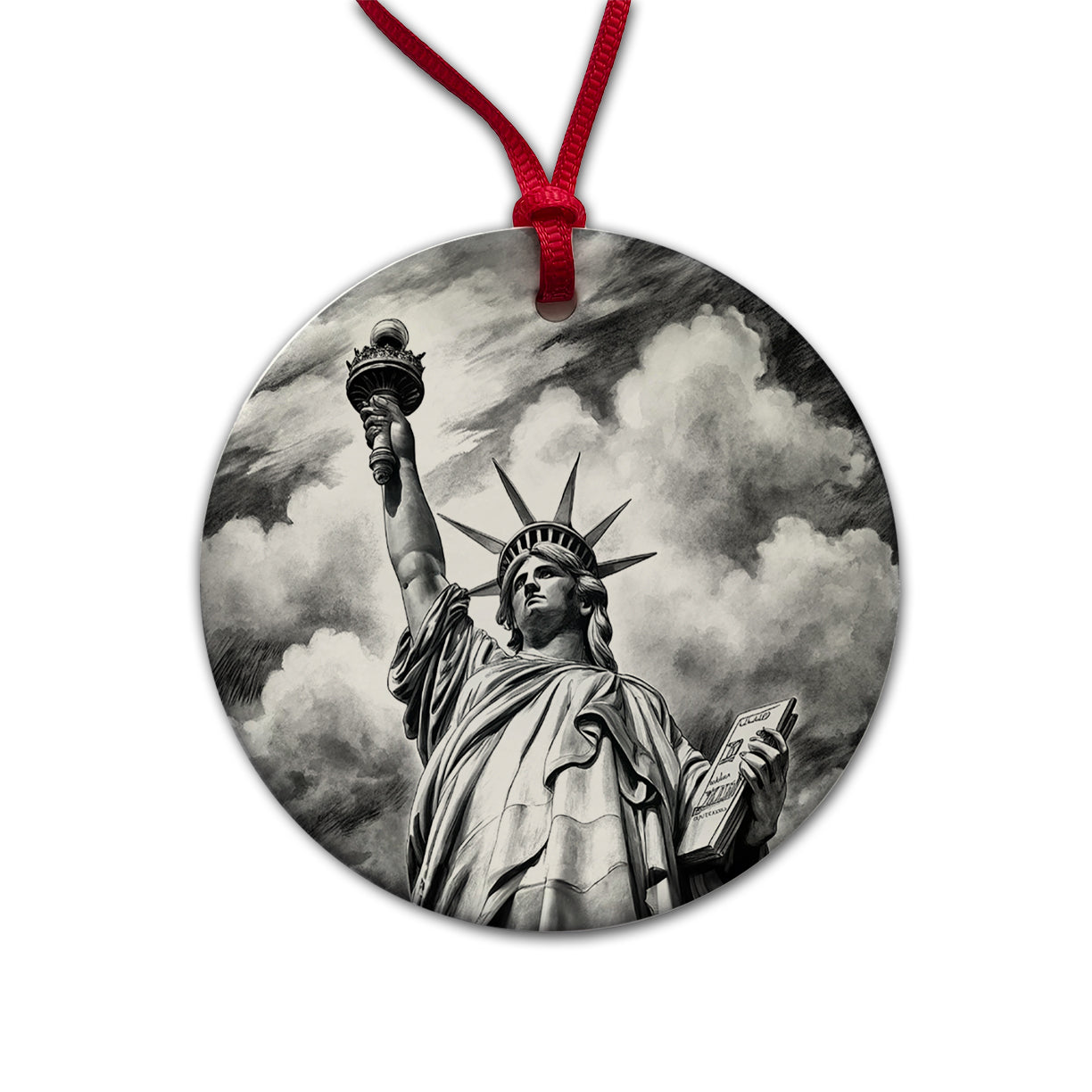 Sketch Of Statue Of Liberty New York City Round Ceramic Holiday Christmas Tree Ornament