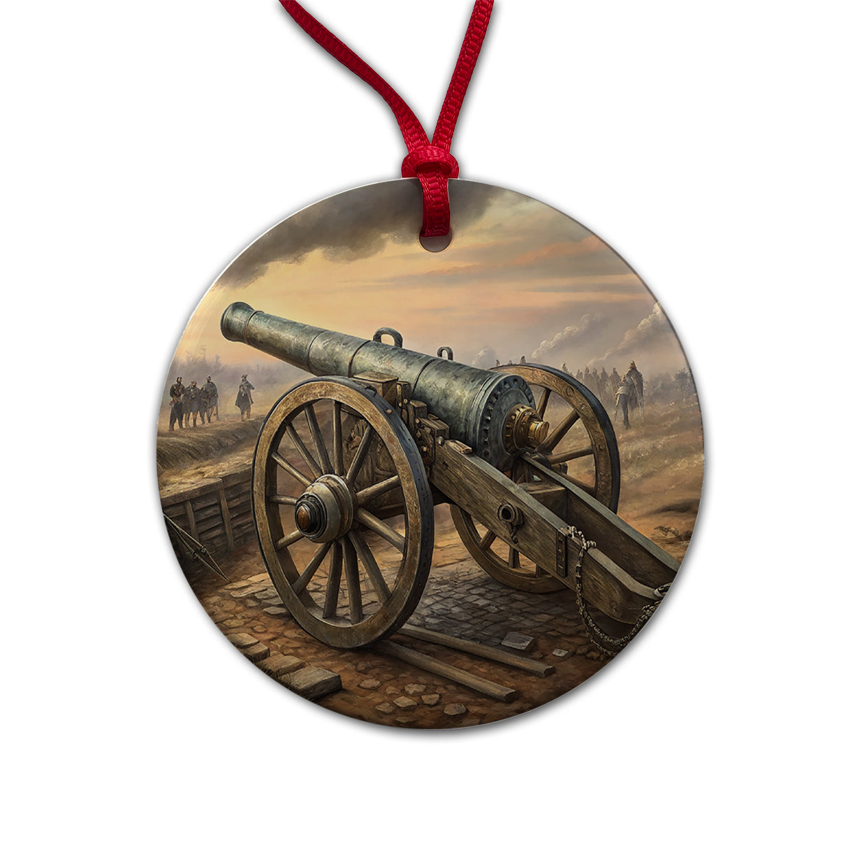 US Civil War Military Cannon Round Ceramic Holiday Christmas Tree Ornament