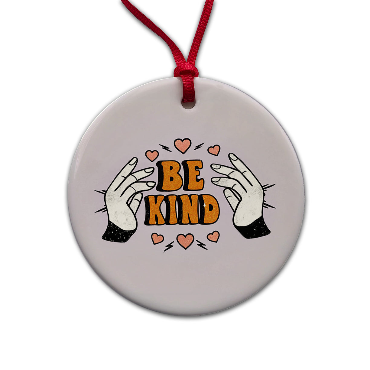 Be Kind Round Ceramic Holiday Christmas Tree Ornament
