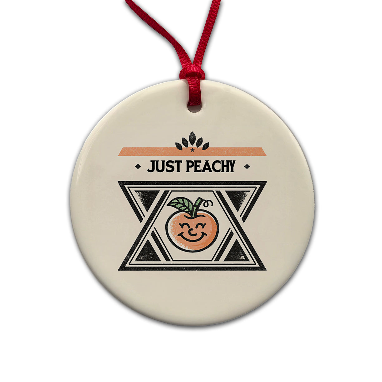 Just Peachy Round Ceramic Holiday Christmas Tree Ornament