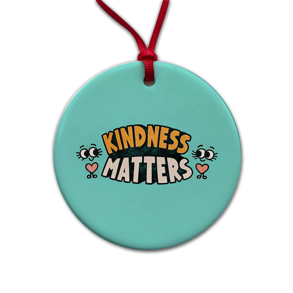 Kindness Matters Cute Round Ceramic Holiday Christmas Tree Ornament