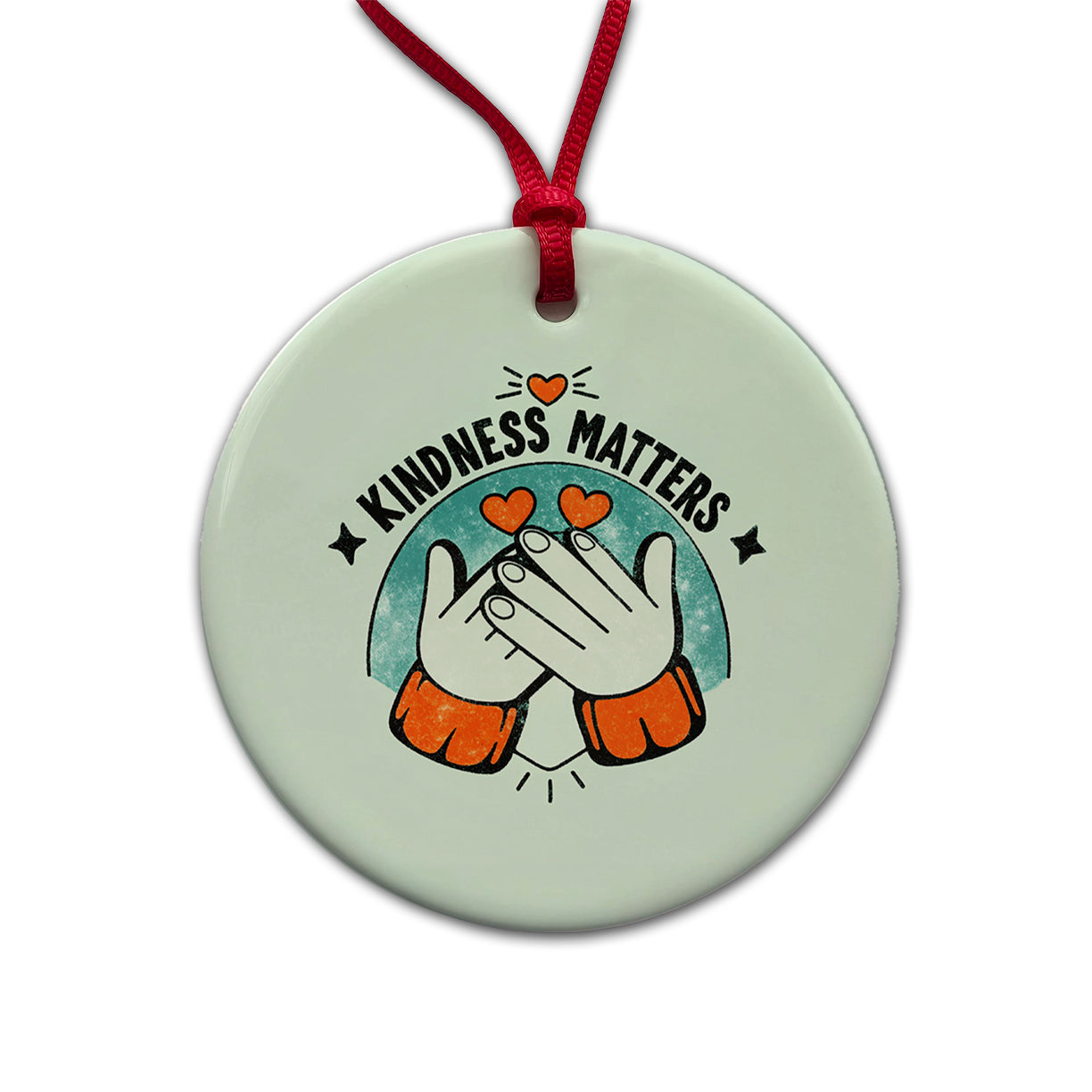 Kindness Matters Love Round Ceramic Holiday Christmas Tree Ornament