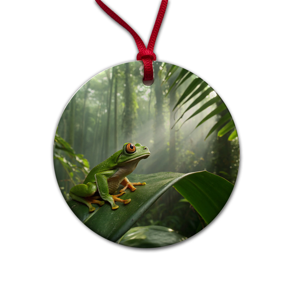 Puerto Rico Frog Cute Round Ceramic Holiday Christmas Tree Ornament