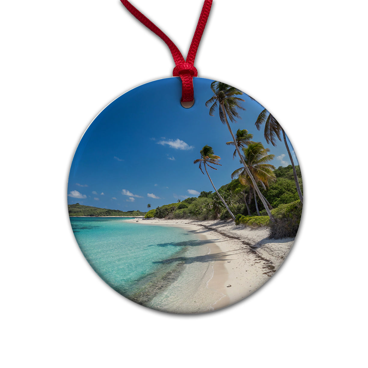 Aruba Tropical Beach Vacation Round Ceramic Holiday Christmas Tree Ornament
