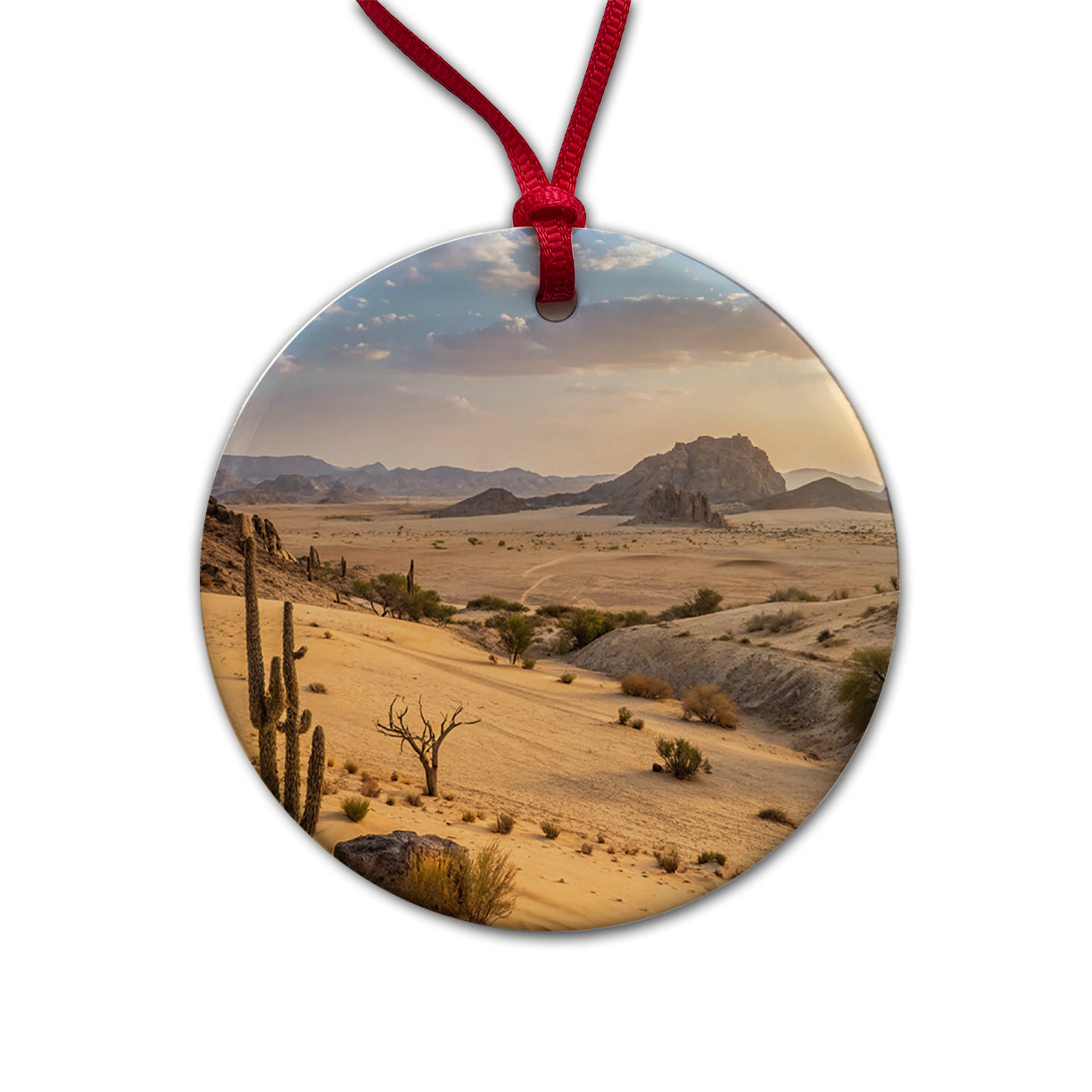 Beautiful Desert Round Ceramic Holiday Christmas Tree Ornament