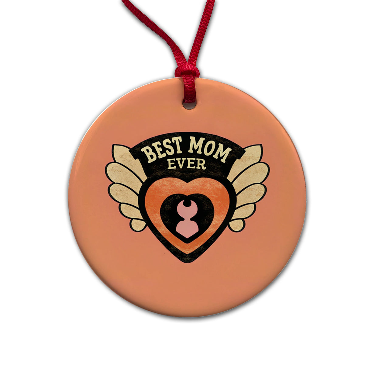 Best Mom Ever Round Ceramic Holiday Christmas Tree Ornament
