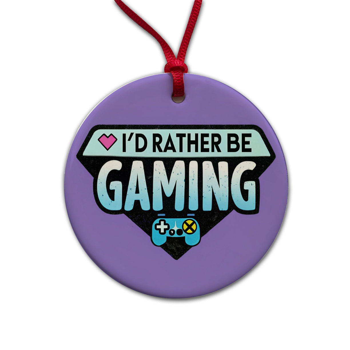 I'd Rather Be Gaming Gamer Round Ceramic Holiday Christmas Tree Ornament