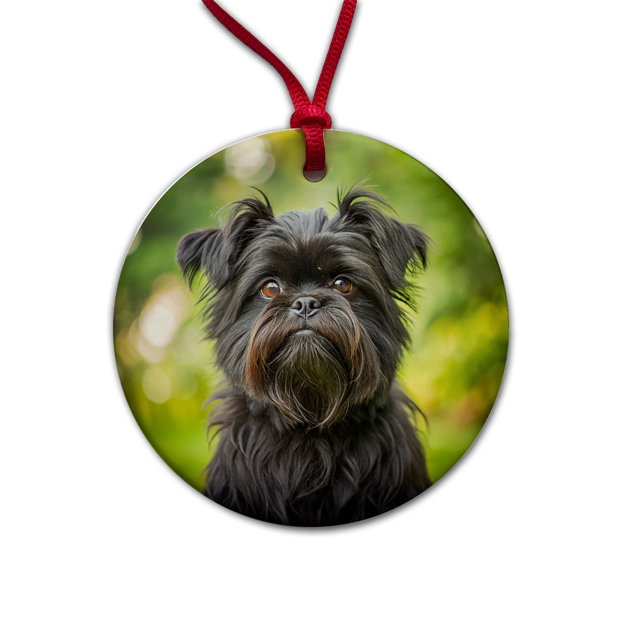 Affenpinscher Dog Photo Round Ceramic Holiday Christmas Tree Ornament