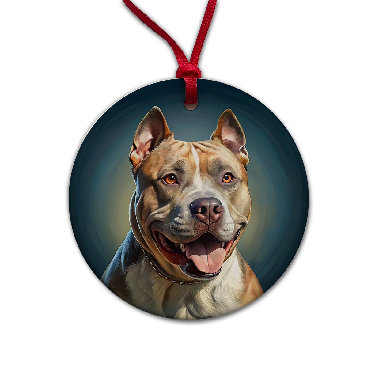 American Staffordshire Terrier Dog Illustration Round Ceramic Holiday Christmas Tree Ornament
