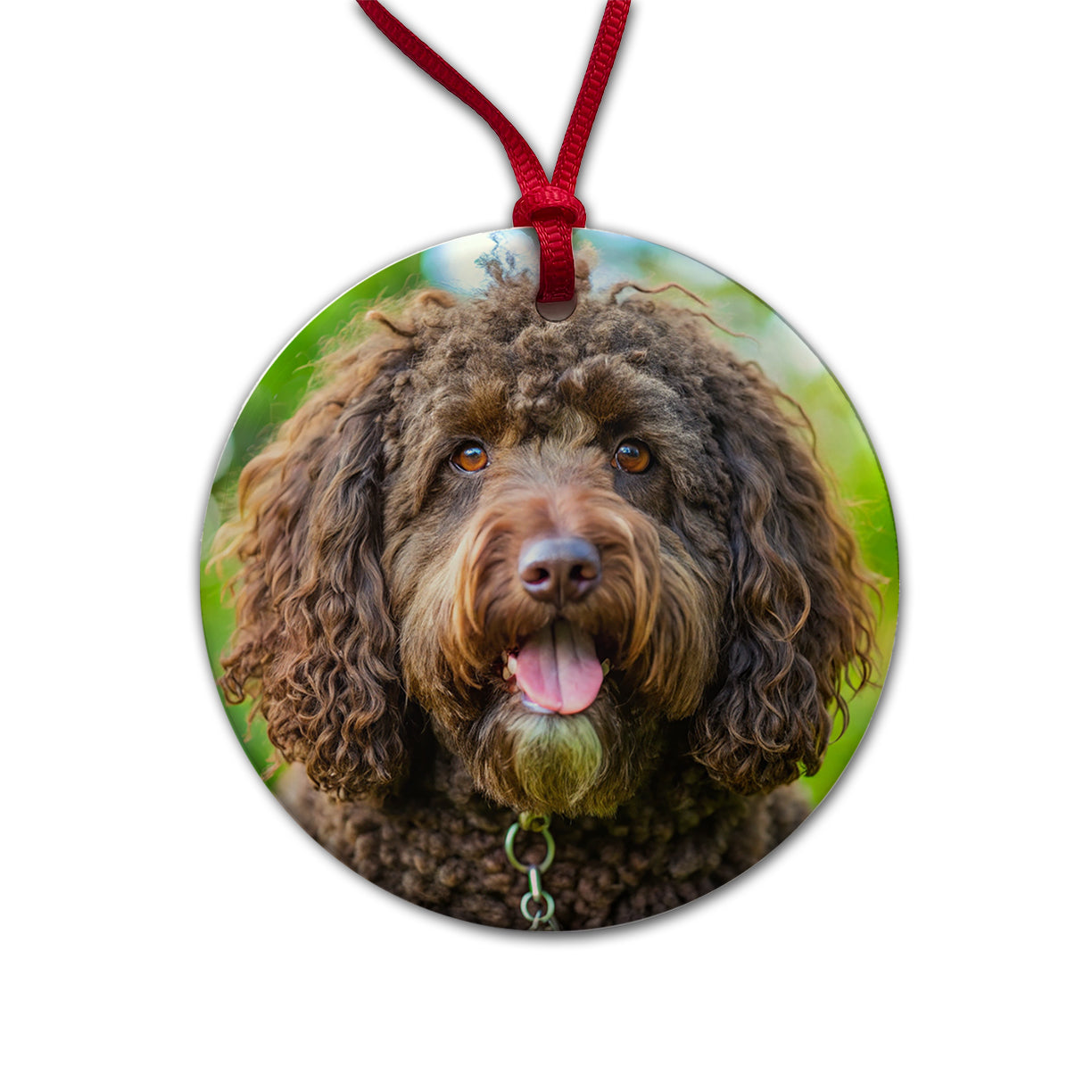 Barbet Dog Photo Round Ceramic Holiday Christmas Tree Ornament