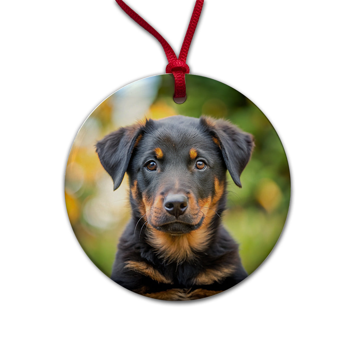 Beauceron Dog Puppy Photo Round Ceramic Holiday Christmas Tree Ornament