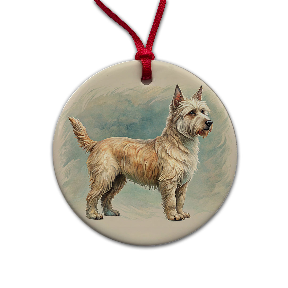 Berger Picard Dog Art Nouveau Round Ceramic Holiday Christmas Tree Ornament