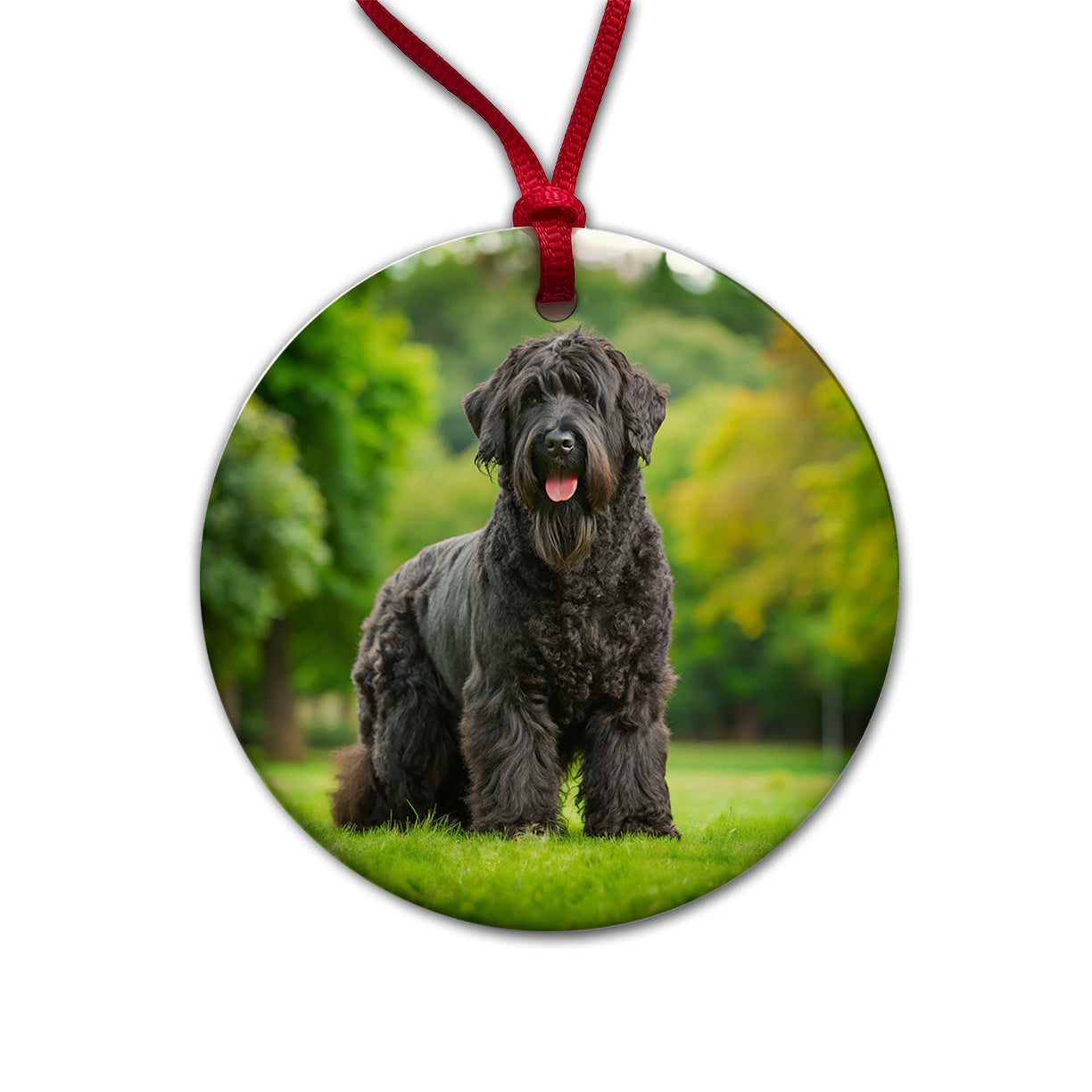 Black Russian Terrier Dog Photo Round Ceramic Holiday Christmas Tree Ornament