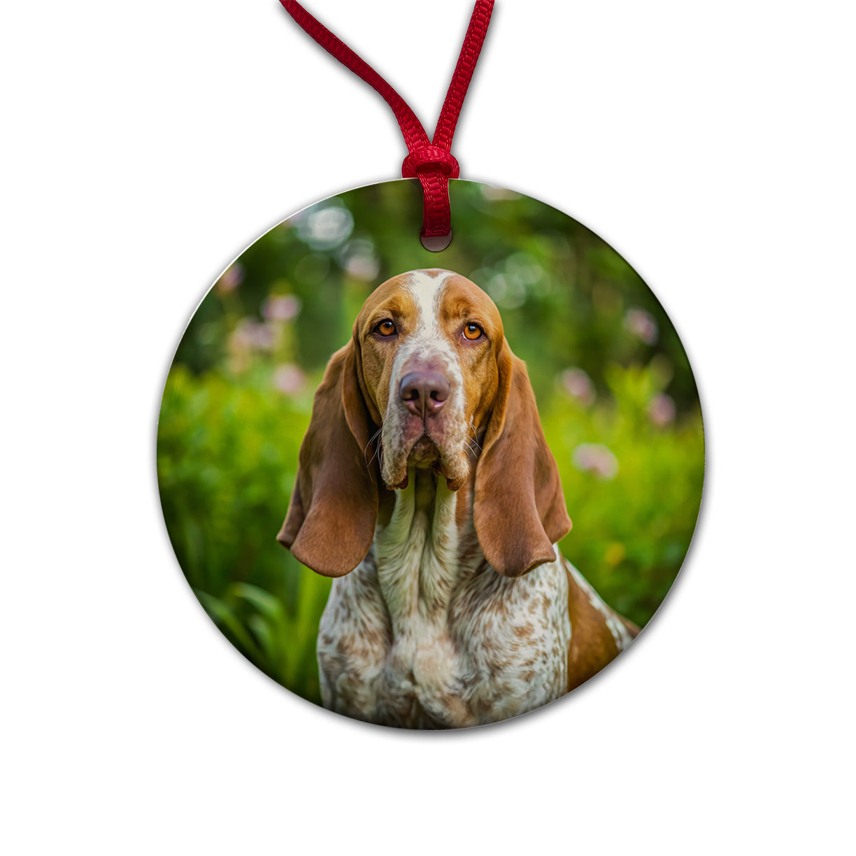 Bracco Italiano Dog Photo Round Ceramic Holiday Christmas Tree Ornament
