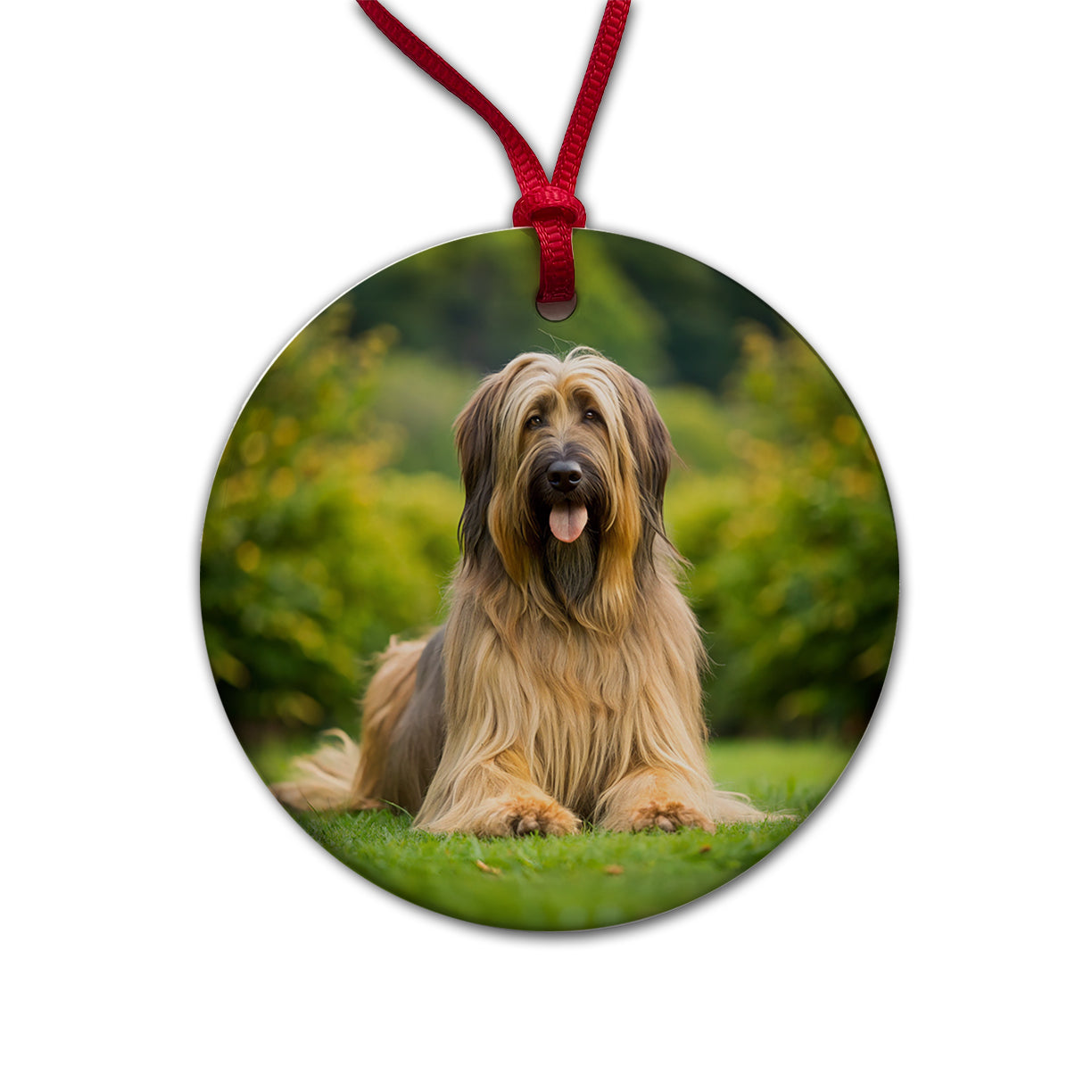Briard Dog Photo Round Ceramic Holiday Christmas Tree Ornament