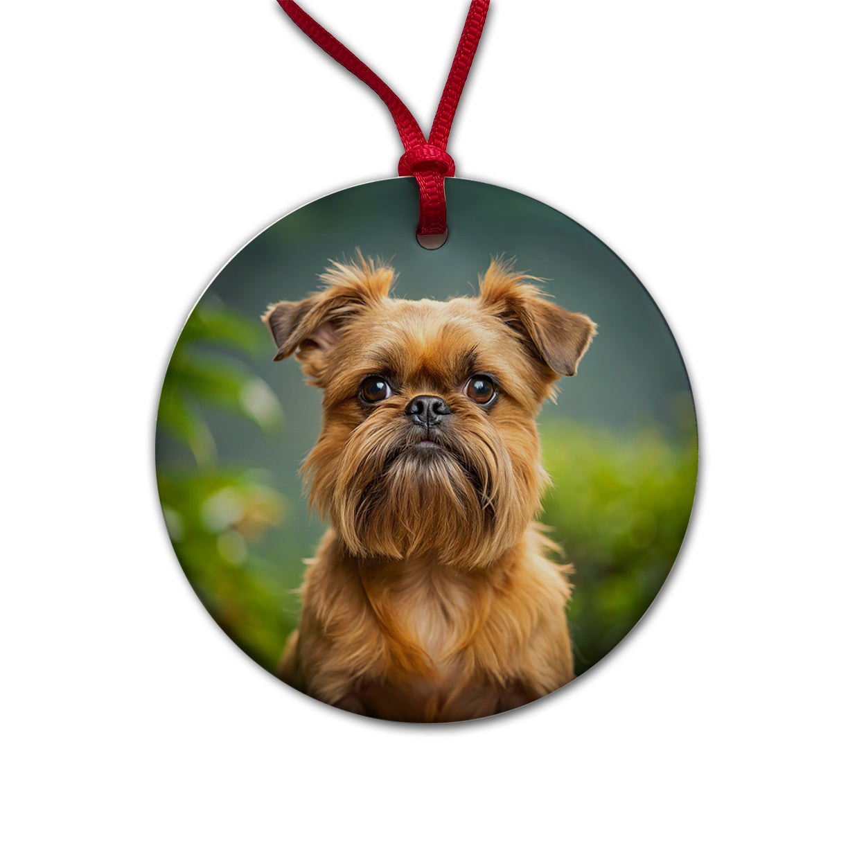 Brussels Griffon Dog Photo Round Ceramic Holiday Christmas Tree Ornament