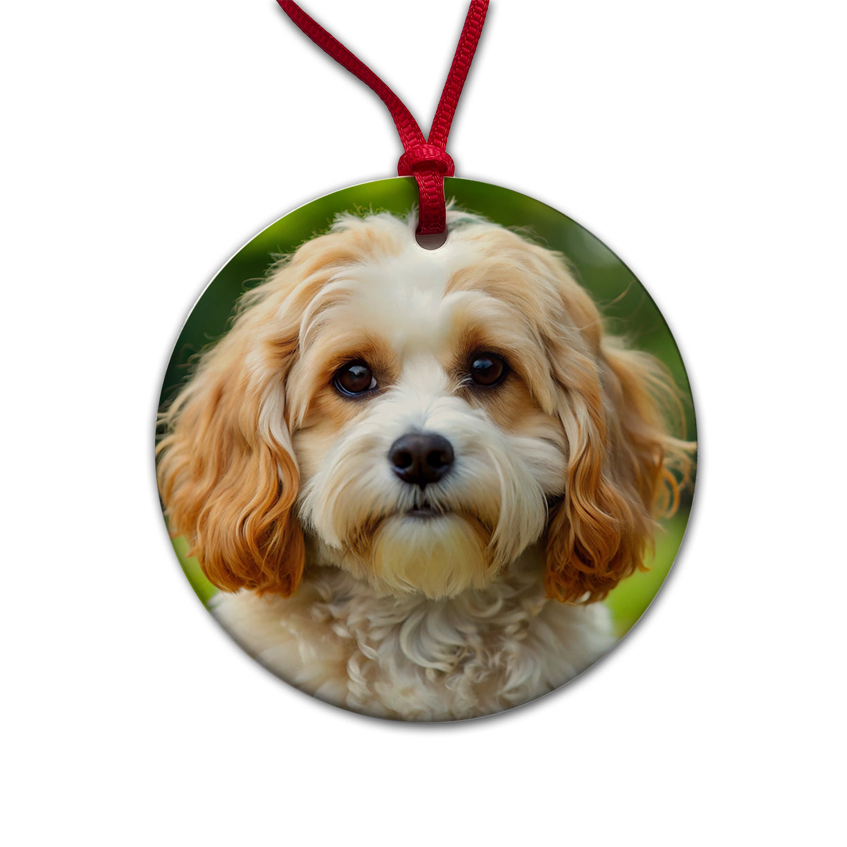 Cavachon Dog Photo Round Ceramic Holiday Christmas Tree Ornament