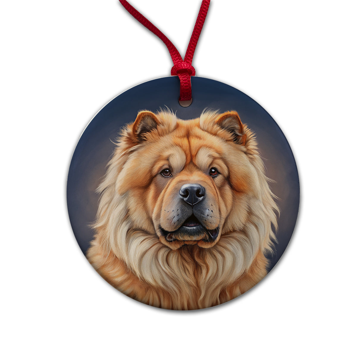 Chow Chow Dog Illustration Round Ceramic Holiday Christmas Tree Ornament