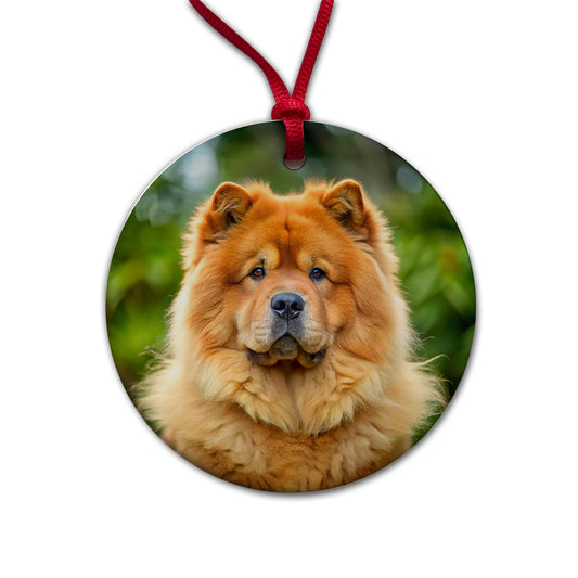 Chow Chow Dog Photo Round Ceramic Holiday Christmas Tree Ornament
