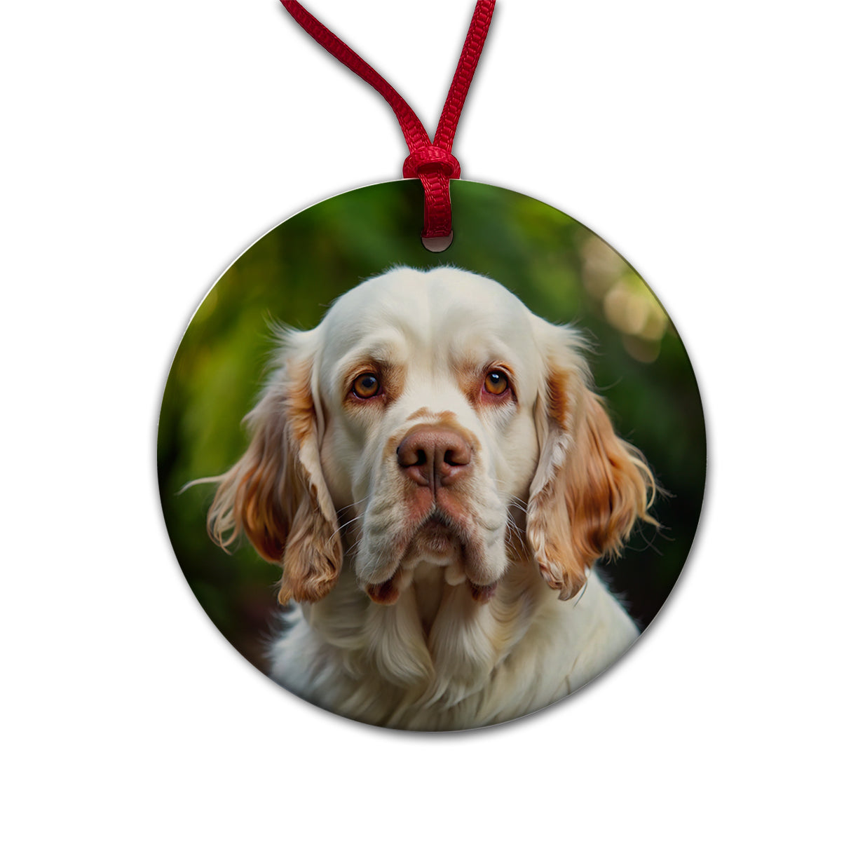 Clumber Spaniel Dog Photo Round Ceramic Holiday Christmas Tree Ornament