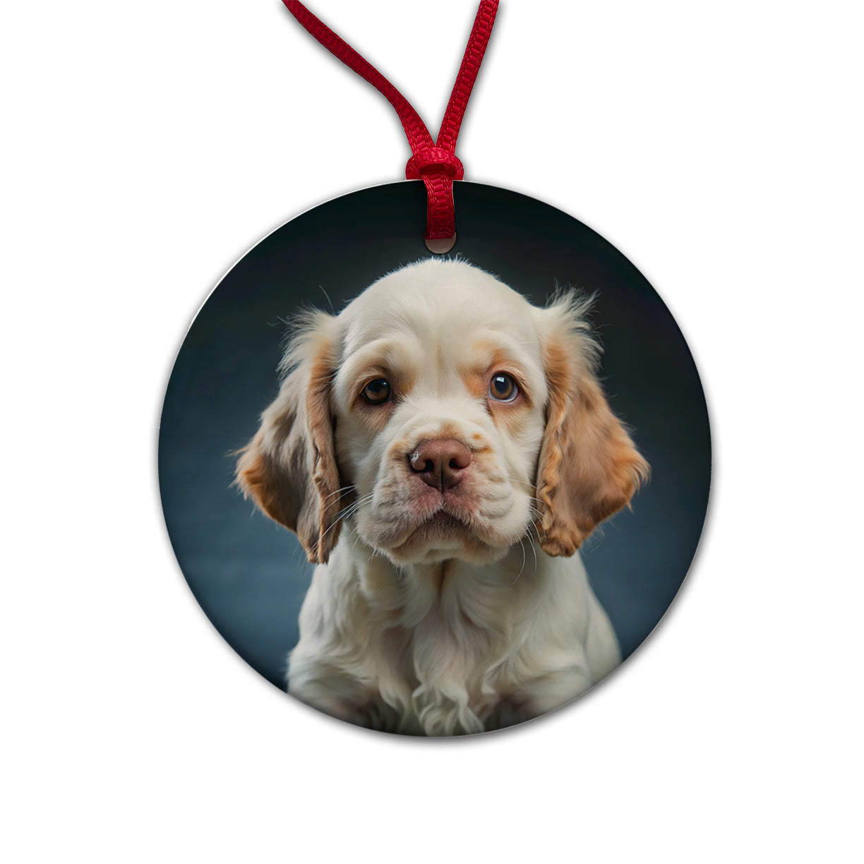 Clumber Spaniel Dog Puppy Photo Round Ceramic Holiday Christmas Tree Ornament