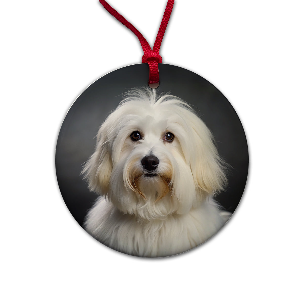 Coton De Tulear Dog Photo Round Ceramic Holiday Christmas Tree Ornament