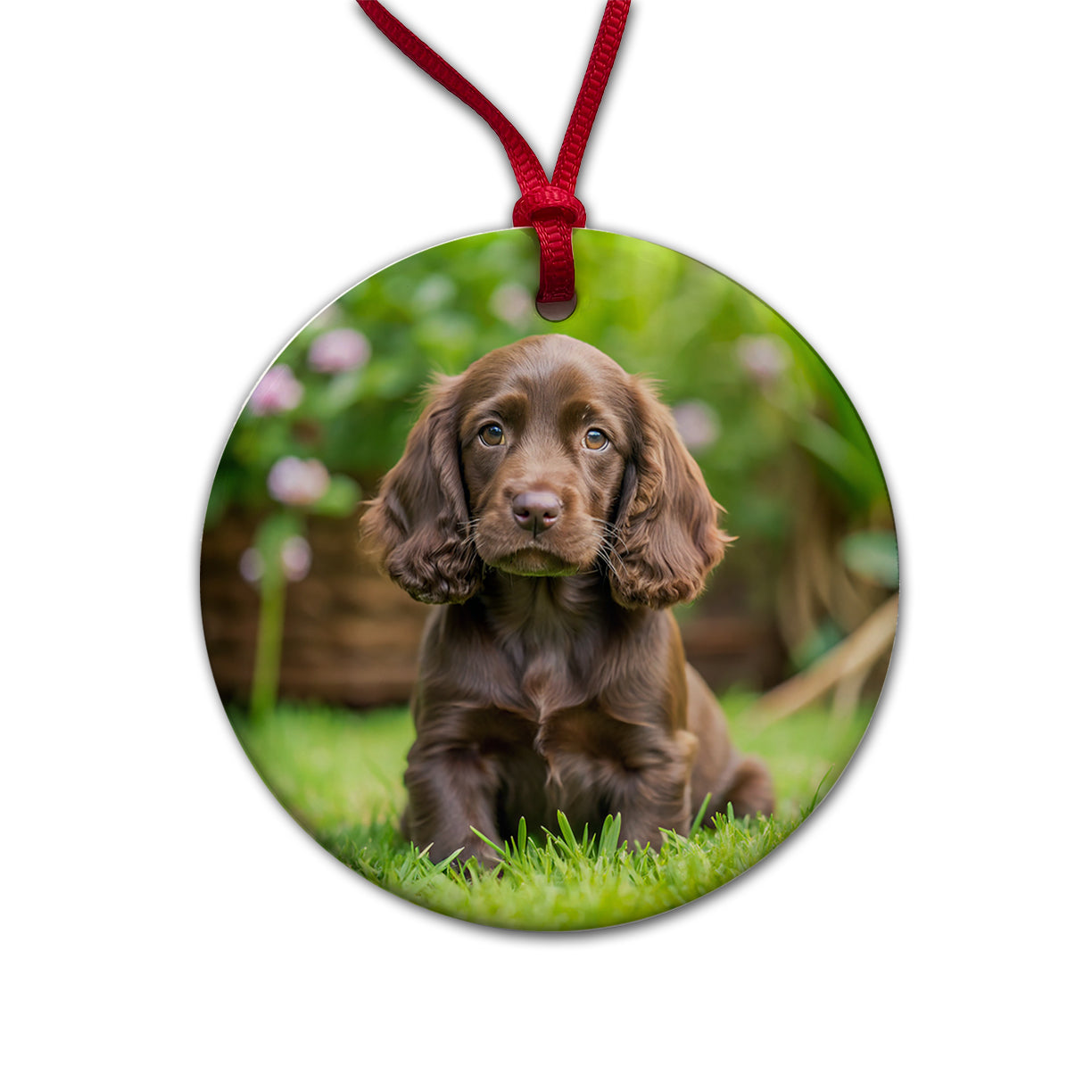 Field Spaniel Dog Puppy Photo Round Ceramic Holiday Christmas Tree Ornament