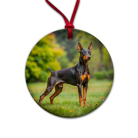 German Pinscher Dog Photo Round Ceramic Holiday Christmas Tree Ornament