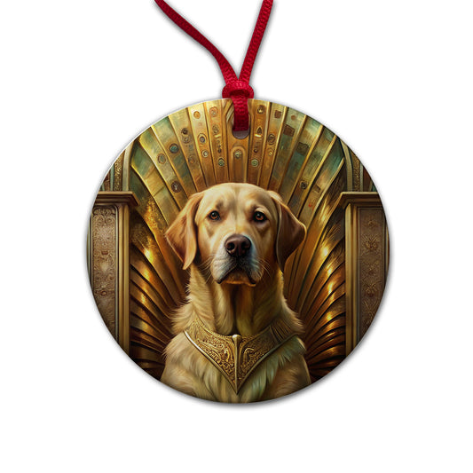 Goldador Dog Art Nouveau Round Ceramic Holiday Christmas Tree Ornament