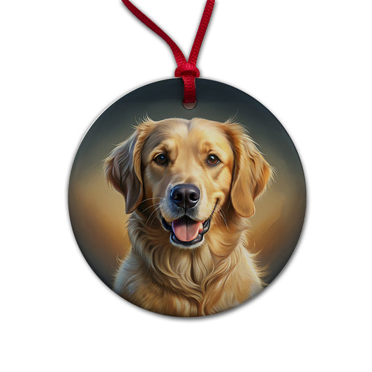 Goldador Dog Illustration Round Ceramic Holiday Christmas Tree Ornament