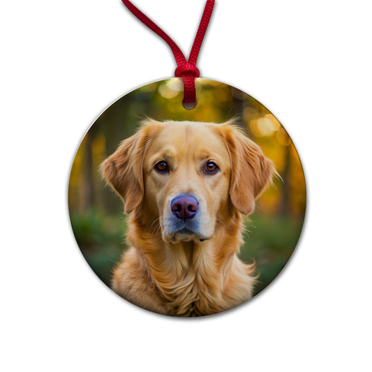 Goldador Dog Photo Round Ceramic Holiday Christmas Tree Ornament